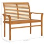 Solid teak wood garden bench with white cushion 112 cm by vidaXL, garden benches - Ref: Foro24-3062666, Price: 145,24 €, Disc...