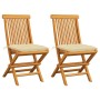 Garden chairs 2 pcs teak wood with cream white cushions by vidaXL, Garden chairs - Ref: Foro24-3062477, Price: 125,99 €, Disc...