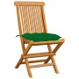 Garden chairs 4 pcs solid teak wood with green cushions by vidaXL, Garden chairs - Ref: Foro24-3062588, Price: 243,00 €, Disc...