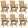 Garden chairs 6 pcs solid teak wood with blue cushions by vidaXL, Garden chairs - Ref: Foro24-3062545, Price: 403,33 €, Disco...