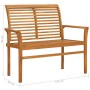 Teak wood garden bench with leaf patterned cushion 112 cm by vidaXL, garden benches - Ref: Foro24-3062661, Price: 141,99 €, D...