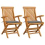 Garden chairs 2 units solid teak wood with gray cushions by vidaXL, Garden chairs - Ref: Foro24-3062488, Price: 161,93 €, Dis...