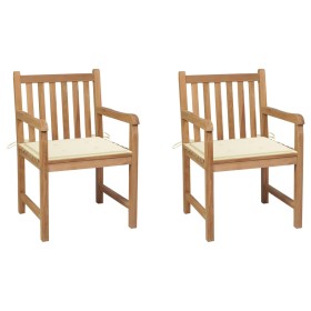 Garden chairs 2 units solid teak wood with cream cushions by vidaXL, Garden chairs - Ref: Foro24-3062732, Price: 260,99 €, Di...