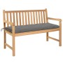 Solid teak wood garden bench with gray cushion 120 cm by vidaXL, garden benches - Ref: Foro24-3062692, Price: 258,53 €, Disco...