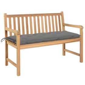 Solid teak wood garden bench with gray cushion 120 cm by vidaXL, garden benches - Ref: Foro24-3062692, Price: 258,99 €, Disco...