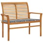 Teak wood garden bench with gray checkered cushion 112 cm by vidaXL, garden benches - Ref: Foro24-3062663, Price: 141,42 €, D...