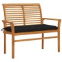 Solid teak wood garden bench with black cushion 112 cm by vidaXL, garden benches - Ref: Foro24-3062671, Price: 145,24 €, Disc...