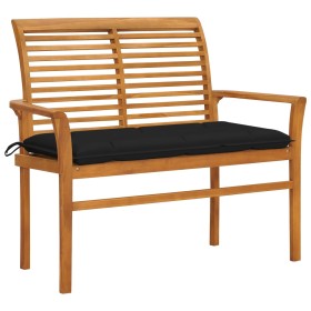 Solid teak wood garden bench with black cushion 112 cm by vidaXL, garden benches - Ref: Foro24-3062671, Price: 144,99 €, Disc...