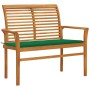 Solid teak wood garden bench with green cushion 112 cm by vidaXL, garden benches - Ref: Foro24-3062654, Price: 141,99 €, Disc...