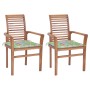 Dining chairs 2 pcs teak wood with leaf print cushions by vidaXL, Garden chairs - Ref: Foro24-3062607, Price: 174,99 €, Disco...