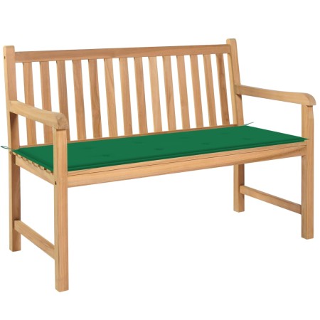 Gartenbank aus massivem Teakholz mit grünem Kissen, 120 cm von vidaXL, Gartenbänke - Ref: Foro24-3062681, Preis: 247,99 €, Ra...