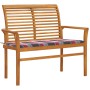 Teak wood garden bench with red checkered cushion 112 cm by vidaXL, garden benches - Ref: Foro24-3062662, Price: 143,47 €, Di...