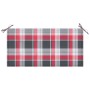 Teak wood garden bench with red checkered cushion 112 cm by vidaXL, garden benches - Ref: Foro24-3062662, Price: 143,47 €, Di...