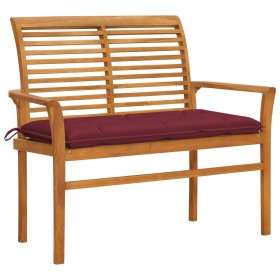 Solid teak wood garden bench with red cushion 112 cm by vidaXL, garden benches - Ref: Foro24-3062673, Price: 144,99 €, Discou...