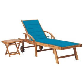 Lounger with solid teak wood table and cushion by vidaXL, Loungers - Ref: Foro24-3063025, Price: 308,99 €, Discount: %