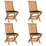 Garden chairs 4 units with black teak wood cushions by vidaXL, Garden chairs - Ref: Foro24-3062575, Price: 264,80 €, Discount: %