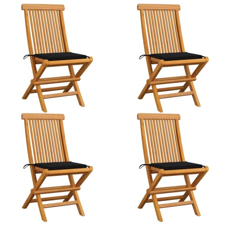 Garden chairs 4 units with black teak wood cushions by vidaXL, Garden chairs - Ref: Foro24-3062575, Price: 264,80 €, Discount: %