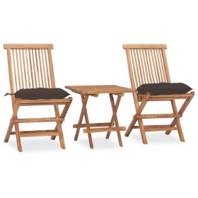 Klappbare Garten-Essgruppe, 3-teilig, Kissen aus Teakholz von vidaXL, Gartensets - Ref: Foro24-3063221, Preis: 160,05 €, Raba...