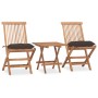 Folding garden dining set 3 pieces teak wood cushions by vidaXL, Garden sets - Ref: Foro24-3063221, Price: 160,05 €, Discount: %