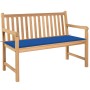 Solid teak wood garden bench with royal blue cushion 120 cm by vidaXL, garden benches - Ref: Foro24-3062686, Price: 252,60 €,...