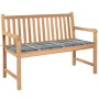 Teak wood garden bench with gray checkered cushion 120 cm by vidaXL, garden benches - Ref: Foro24-3062690, Price: 247,99 €, D...