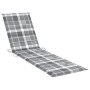 Lounger with gray checkered cushion solid teak wood by vidaXL, Loungers - Ref: Foro24-3063020, Price: 300,83 €, Discount: %