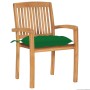 Garden chairs 2 pcs solid teak wood with green cushions by vidaXL, Garden chairs - Ref: Foro24-3063272, Price: 248,41 €, Disc...