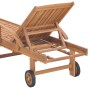 Sun lounger with cream cushion solid teak wood by vidaXL, Loungers - Ref: Foro24-3063008, Price: 292,99 €, Discount: %