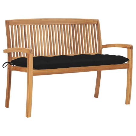 Stackable garden bench and solid teak wood cushion 128.5 cm by vidaXL, garden benches - Ref: Foro24-3063301, Price: 189,21 €,...