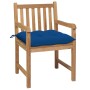 Garden chairs 2 pcs solid teak wood with blue cushions by vidaXL, Garden chairs - Ref: Foro24-3062755, Price: 278,75 €, Disco...