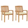 Garden chairs 2 pcs teak wood with cream white cushions by vidaXL, Garden chairs - Ref: Foro24-3063269, Price: 254,32 €, Disc...