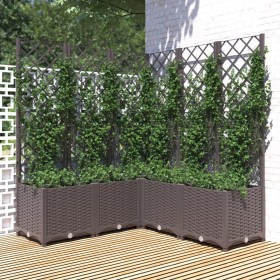 Jardinera con enrejado PP marrón 120x120x136 cm de vidaXL, Maceteros y jardineras - Ref: Foro24-318267, Precio: 160,05 €, Des...