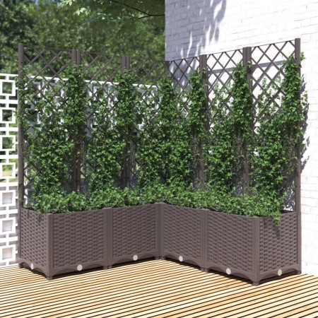 Planter with brown PP trellis 120x120x136 cm by vidaXL, Pots and planters - Ref: Foro24-318267, Price: 159,24 €, Discount: %