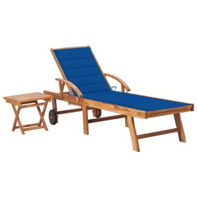 Lounger with solid teak wood table and cushion by vidaXL, Loungers - Ref: Foro24-3063031, Price: 310,51 €, Discount: %