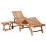 Lounger with solid teak wood table and cushion by vidaXL, Loungers - Ref: Foro24-3063031, Price: 310,30 €, Discount: %