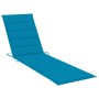 Sun lounger with blue cushion solid teak wood by vidaXL, Loungers - Ref: Foro24-3063010, Price: 297,99 €, Discount: %