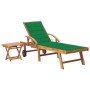 Teak solid wood sun lounger with table and cushion. by vidaXL, Loungers - Ref: Foro24-3063026, Price: 310,39 €, Discount: %