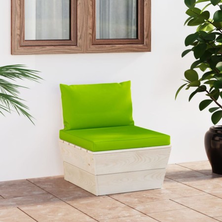 Zentrales Sofa aus Gartenpaletten mit imprägnierten Tannenholzkissen von vidaXL, Modulare Sofas für den Außenbereich - Ref: F...