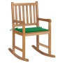 Silla mecedora de madera maciza de teca con cojín verde de vidaXL, Sillas de jardín - Ref: Foro24-3062762, Precio: 151,33 €, ...