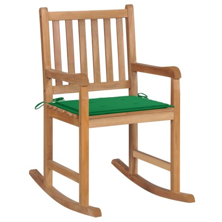 Solid Teak Wood Rocking Chair with Green Cushion by vidaXL, Garden chairs - Ref: Foro24-3062762, Price: 144,99 €, Discount: %