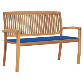 Stackable garden bench and cushion solid teak wood 128.5 cm by vidaXL, garden benches - Ref: Foro24-3063289, Price: 191,99 €,...