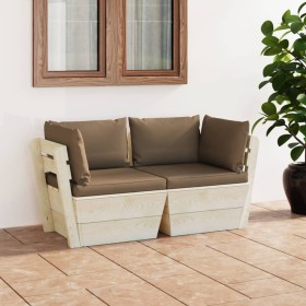 2-seater garden pallet sofa with fir wood cushions by vidaXL, Garden sets - Ref: Foro24-3063392, Price: 201,50 €, Discount: %