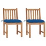 Garden chairs 2 units solid teak wood with cushions by vidaXL, Garden chairs - Ref: Foro24-3062941, Price: 214,39 €, Discount: %