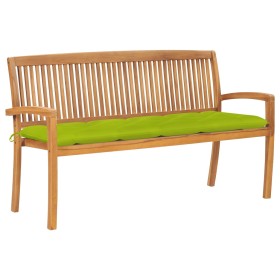 Stackable garden bench with solid teak wood cushion 159 cm by vidaXL, garden benches - Ref: Foro24-3063332, Price: 248,99 €, ...