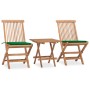 Folding garden dining set 3 pieces teak wood cushions by vidaXL, Garden sets - Ref: Foro24-3063203, Price: 156,62 €, Discount: %