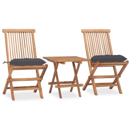 Folding garden dining set 3 pieces teak wood cushions by vidaXL, Garden sets - Ref: Foro24-3063213, Price: 157,14 €, Discount: %