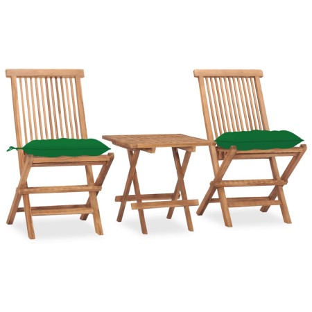 Folding garden dining set 3 pieces teak wood cushions by vidaXL, Garden sets - Ref: Foro24-3063218, Price: 159,83 €, Discount: %