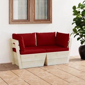 2-seater garden pallet sofa with fir wood cushions by vidaXL, Garden sets - Ref: Foro24-3063393, Price: 154,99 €, Discount: %