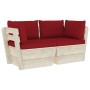 2-seater garden pallet sofa with fir wood cushions by vidaXL, Garden sets - Ref: Foro24-3063393, Price: 168,83 €, Discount: %