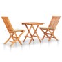 3-teiliges Bistro-Set mit cremefarbenen Kissen aus massivem Teakholz von vidaXL, Gartensets - Ref: Foro24-3063227, Preis: 177...